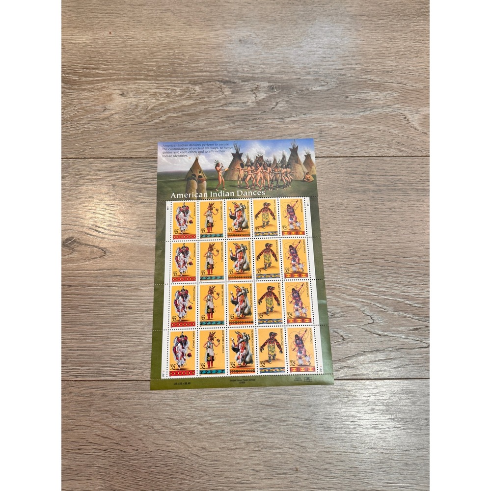 1995 USPS Indigenous American Dances Stamp Sheet 32‎ Cent Stamps Sheet